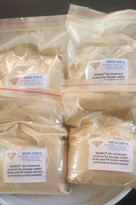 MONKO® 500g Packet Biotreatment Powder: Decomposes sewage to compost by-products   for all Sanitation Applications